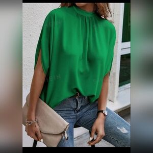 Classy Tie Back Batwing Sleeve Solid Blouse